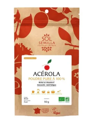 Super-aliment Acérola Bio en poudre 50 g pour booster l'immunité et l'énergie