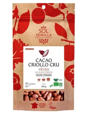 Fèves de cacao Criollo bio riches en antioxydants