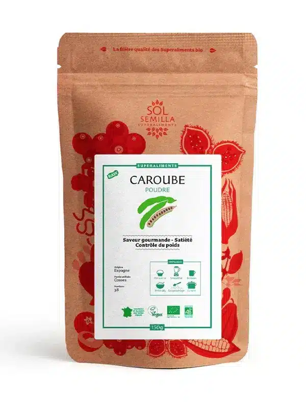 Caroube Crue BIO - Poudre Poudre de caroube bio riche en fibres et bienfaits antioxydants