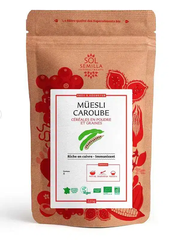 Muesli Caroube crue BIO Müesli bio caroube sans gluten super-aliments pour énergie et bien-être