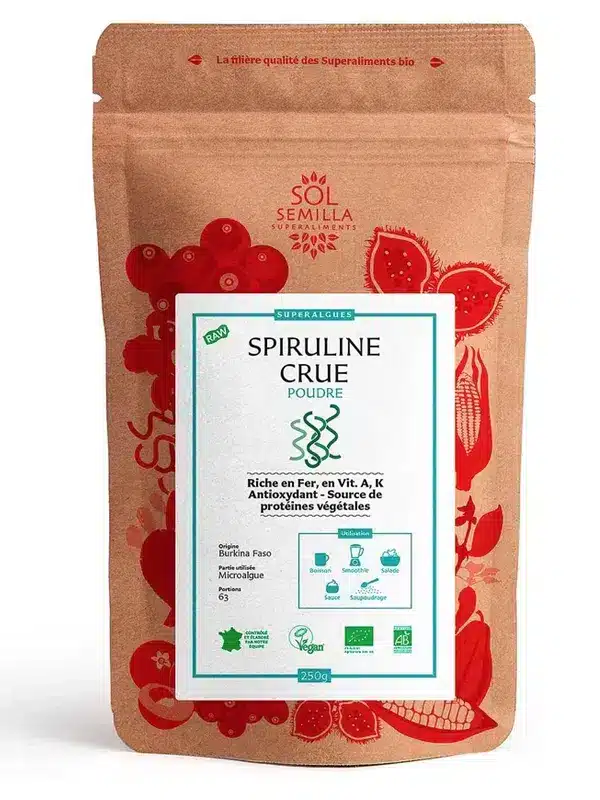 Spiruline Bio crue - Poudre Spiruline Bio en Poudre pour énergie et immunité